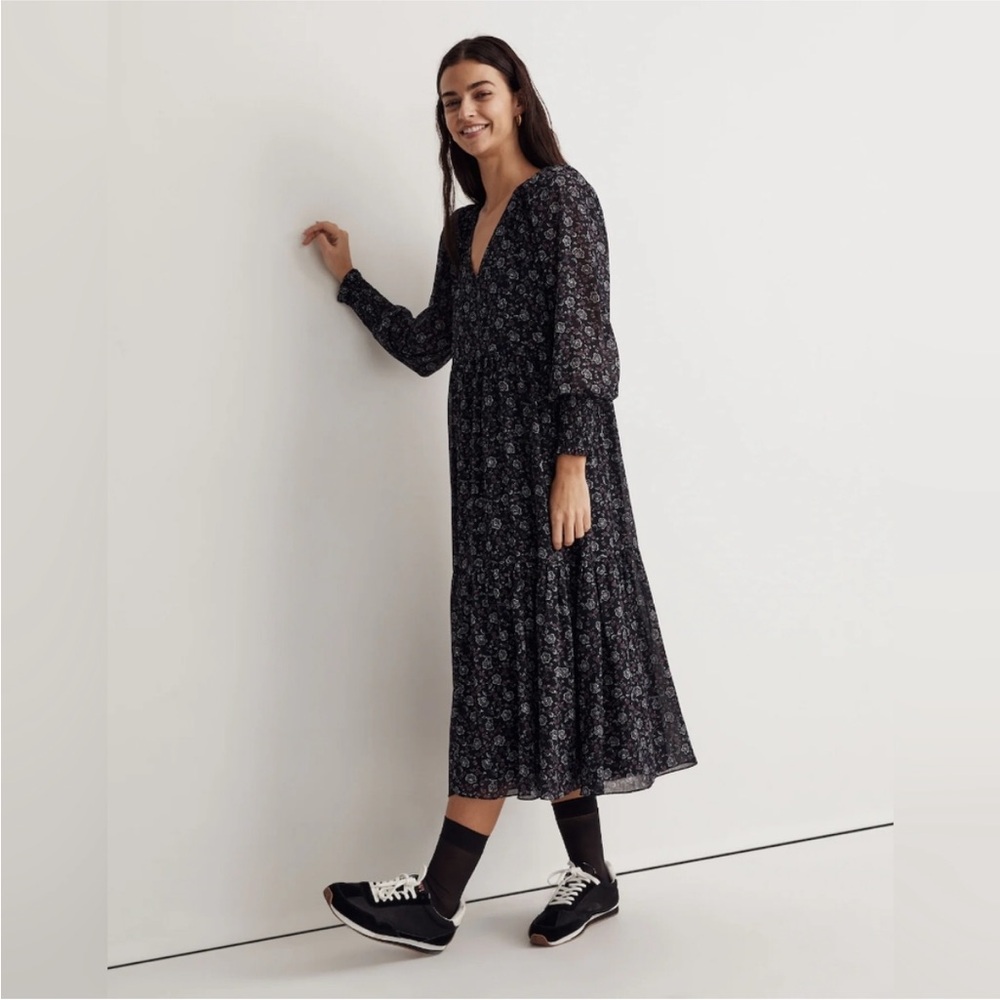 Madewell
Madewell Georgette V-Neck Tiered Midi Dress in Enchanted Floral